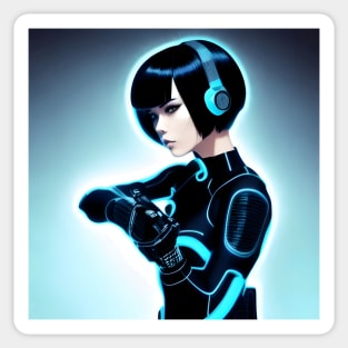 Electri Girl Hear Music Sticker